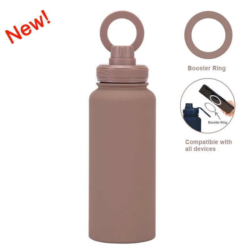 Brown 1L Stainless Steel Water Bottle with Magnetic