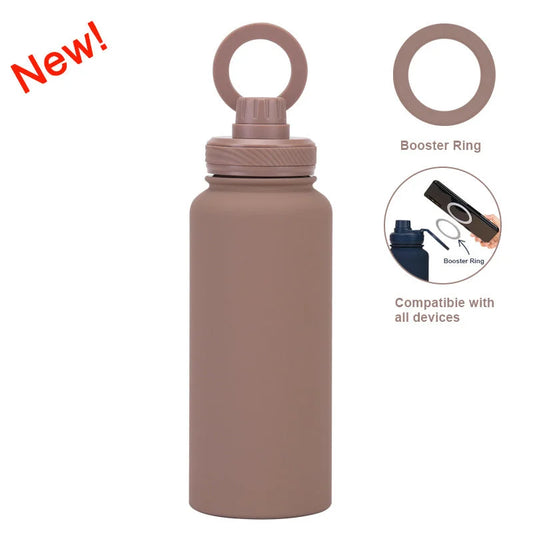 Brown 1L Stainless Steel Water Bottle with Magnetic