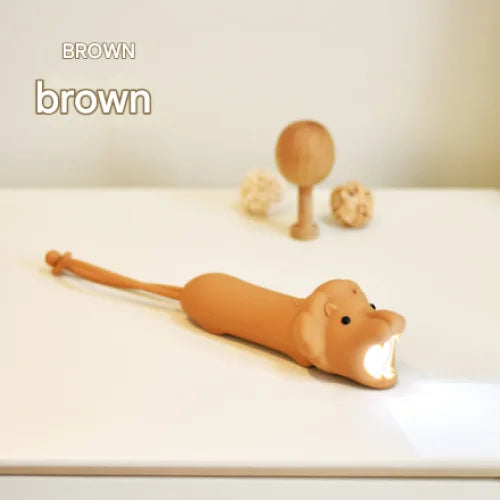 Brown Adorable Lion Silicone LED Flashlight for Kids - USB