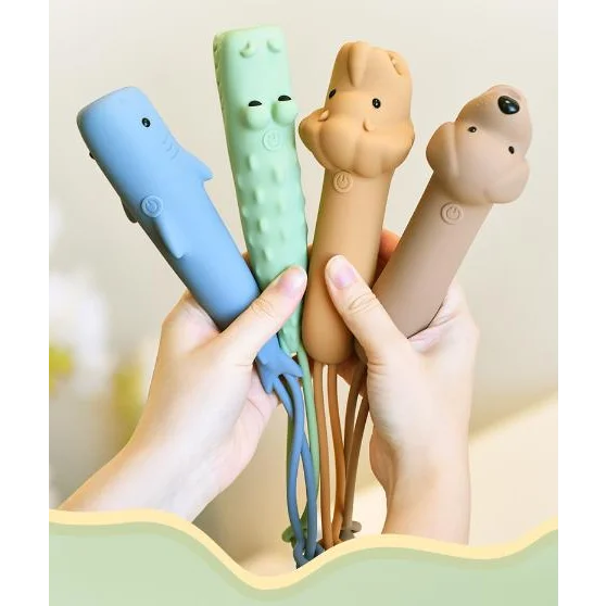 Brown Adorable Lion Silicone LED Flashlight for Kids - USB