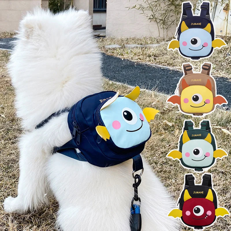 Brown Adorable Monster Pet Backpack Harness - Small Dog &