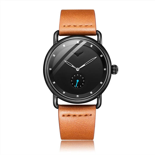 Brown belt black surface Elegant Men s Watch