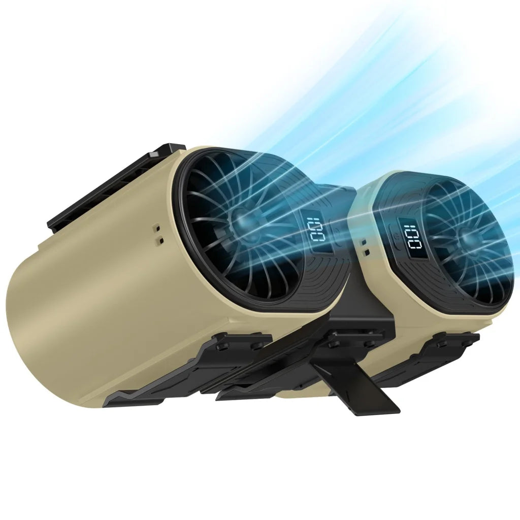Brown-black Portable Turbo Waist Fan with Digital Display