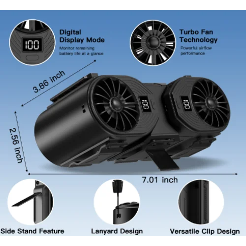 Brown-black Portable Turbo Waist Fan with Digital Display