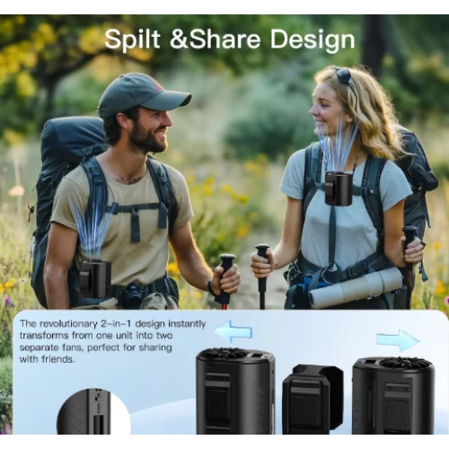 Brown-black Portable Turbo Waist Fan with Digital Display