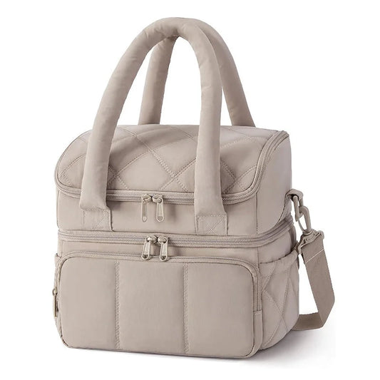 Brown Chic Double Deck Insulated Lunch Bag - Leakproof