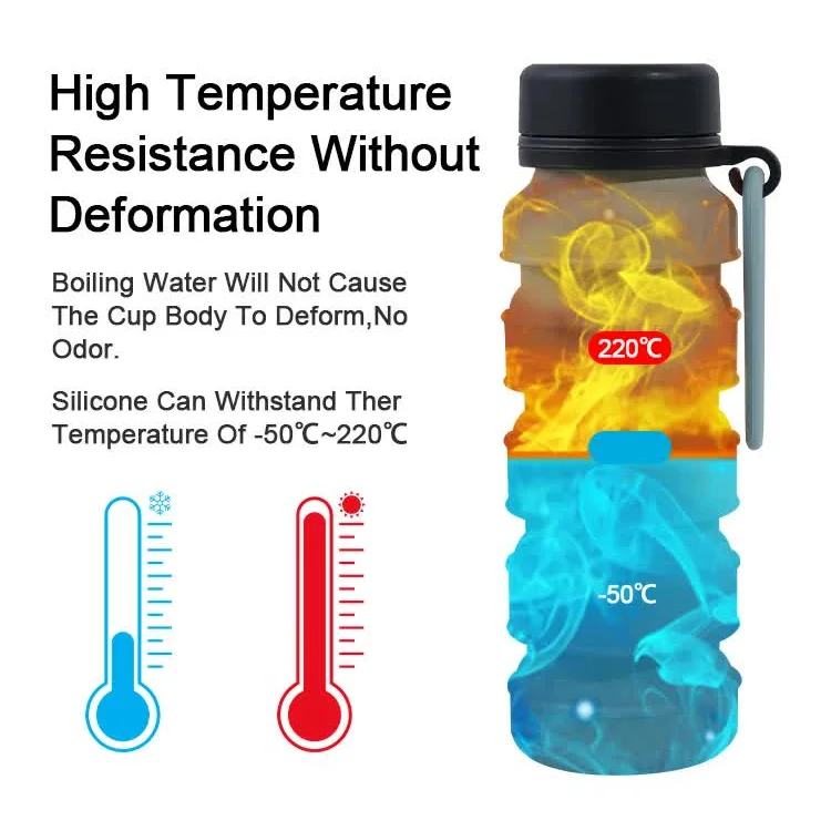 Brown Collapsible Silicone Water Bottle - 510ml Portable