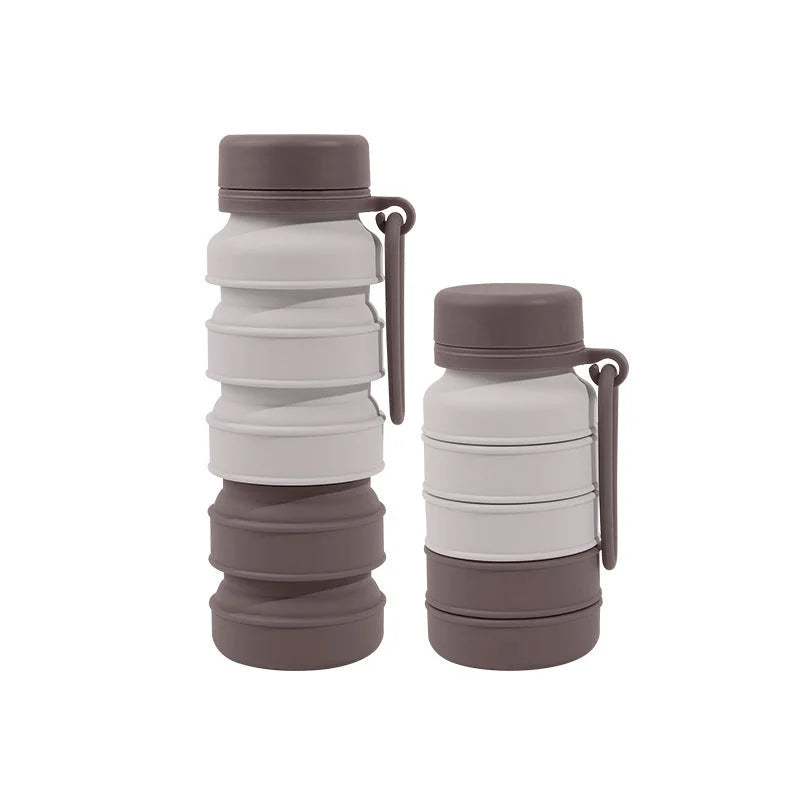Brown Collapsible Silicone Water Bottle 510ml Portable Food