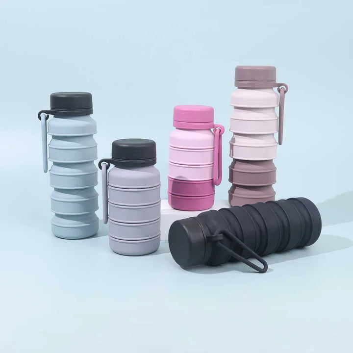 Brown Collapsible Silicone Water Bottle 510ml