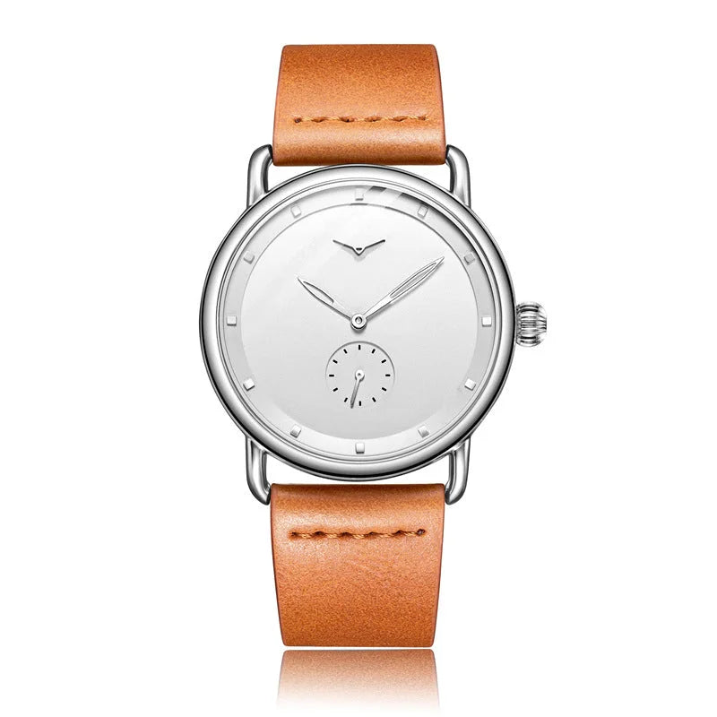 Brown Elegant Men s Watch with Leather Band