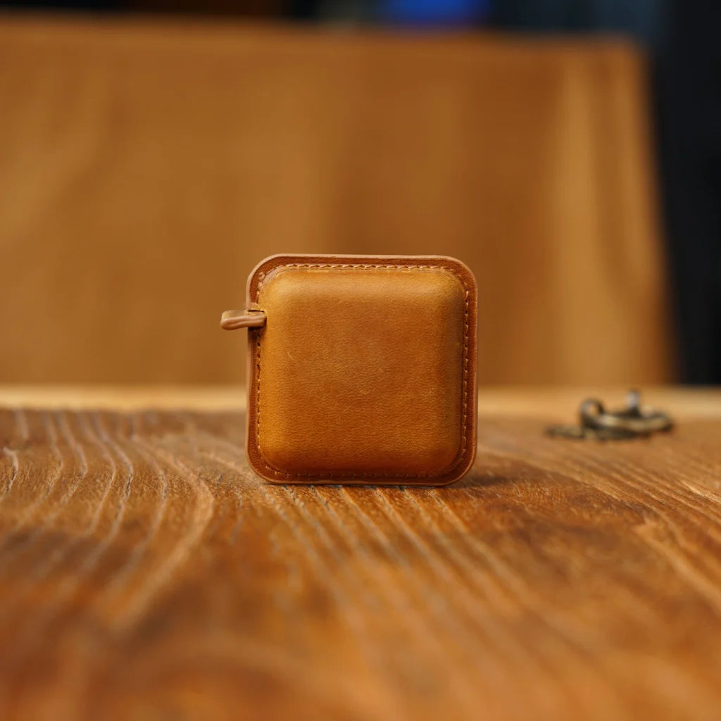 Brown Mini Leather Tape Measure - 1.5m/60in - Square Solid
