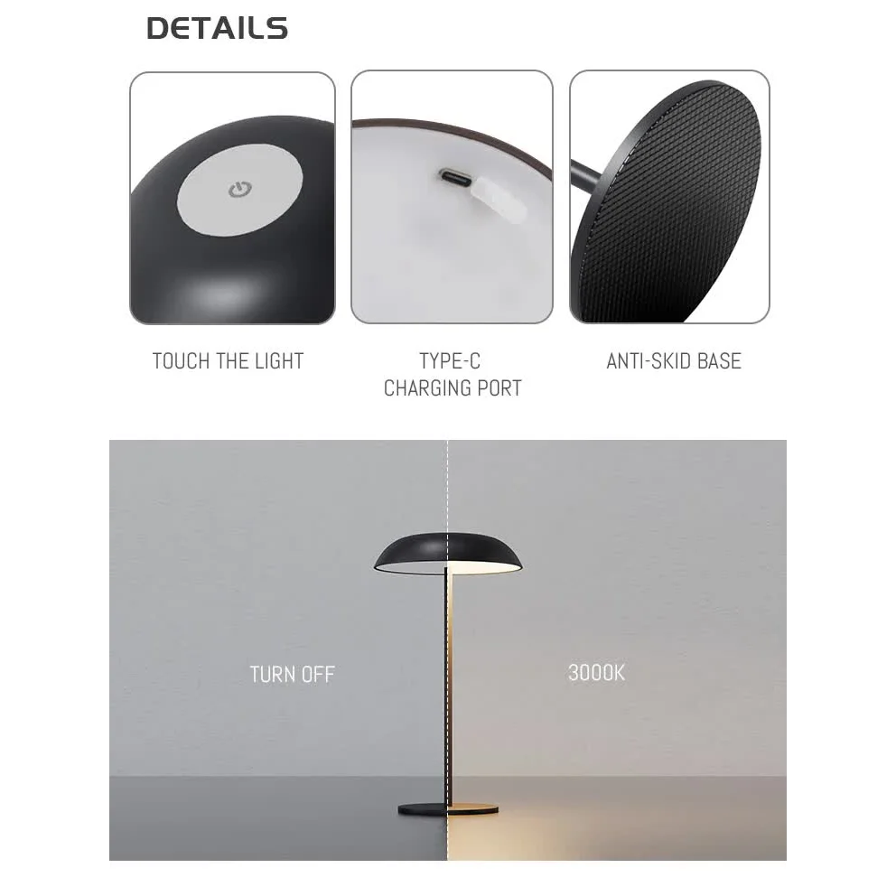 Brown Minimalist Rechargeable LED Touch Table Lamp