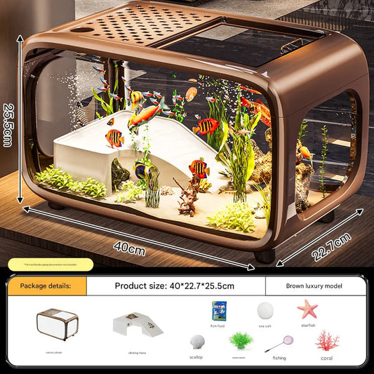 Brown Modern Desktop Aquarium & Turtle Tank - Panoramic
