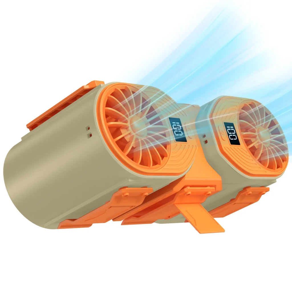Brown-orange Portable Turbo Waist Fan with Digital Display