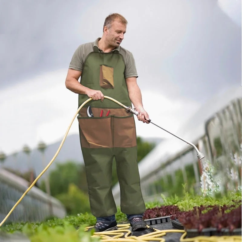 Brown Pocket Heavy-Duty Gardening Apron with Adjustable