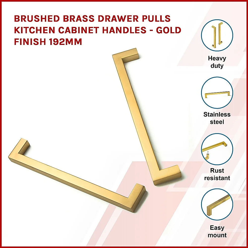 Brushed Brass Drawer Pulls Kitchen Cabinet Handles - Gold