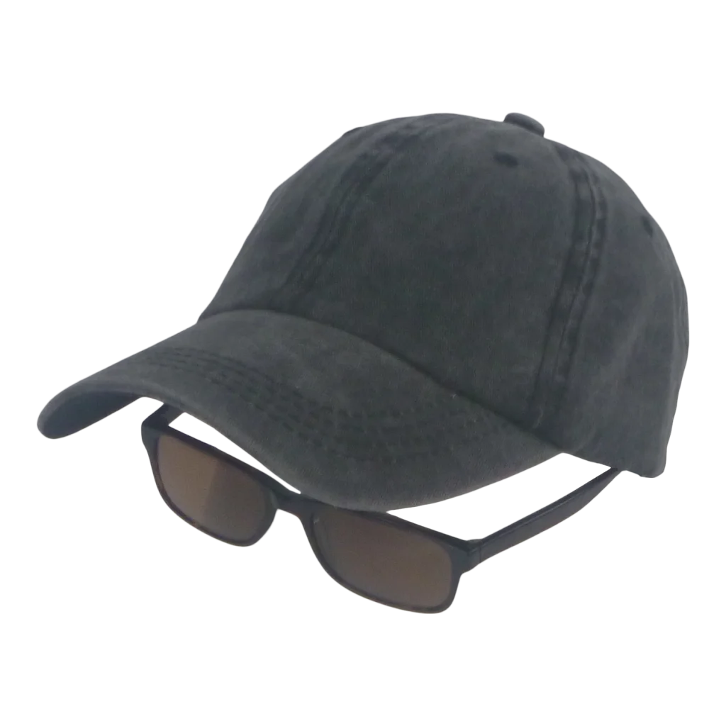 BSTC 6-Panel Baseball Cap Distressed Cotton Charcoal