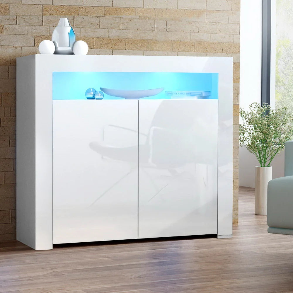 Buffet Sideboard Cabinet LED High Gloss Storage Cupboard 2