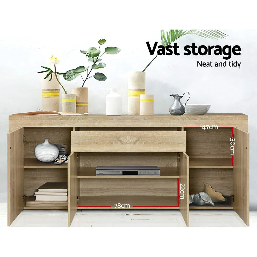Buffet Sideboard Cabinet Storage 4 Doors Cupboard Hall Wood