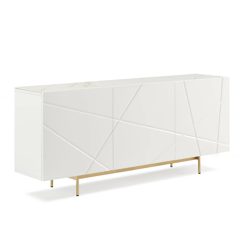 Buffet Sideboard Colour Ceramic Top MDF in Glossy White