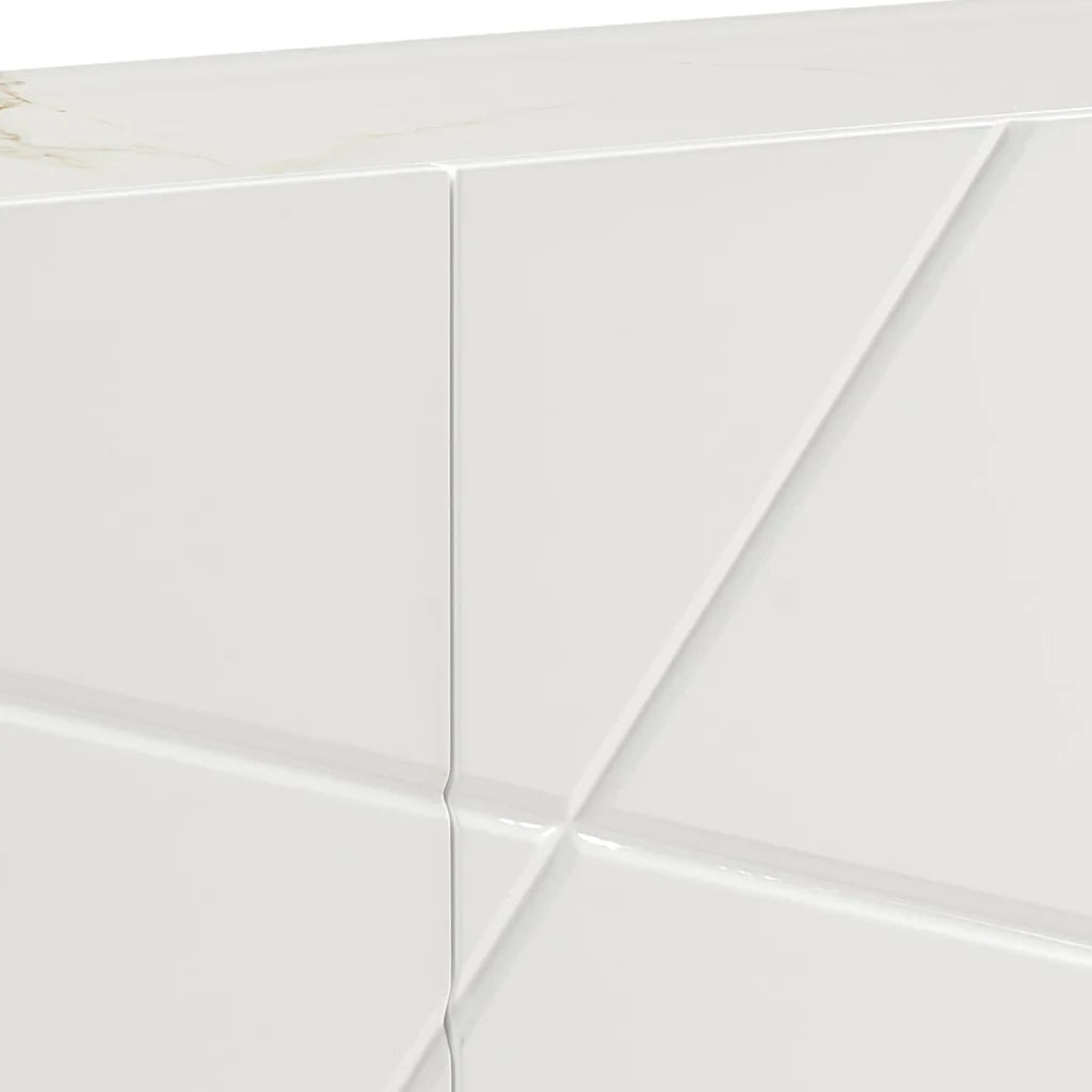 Buffet Sideboard Colour Ceramic Top MDF in Glossy White