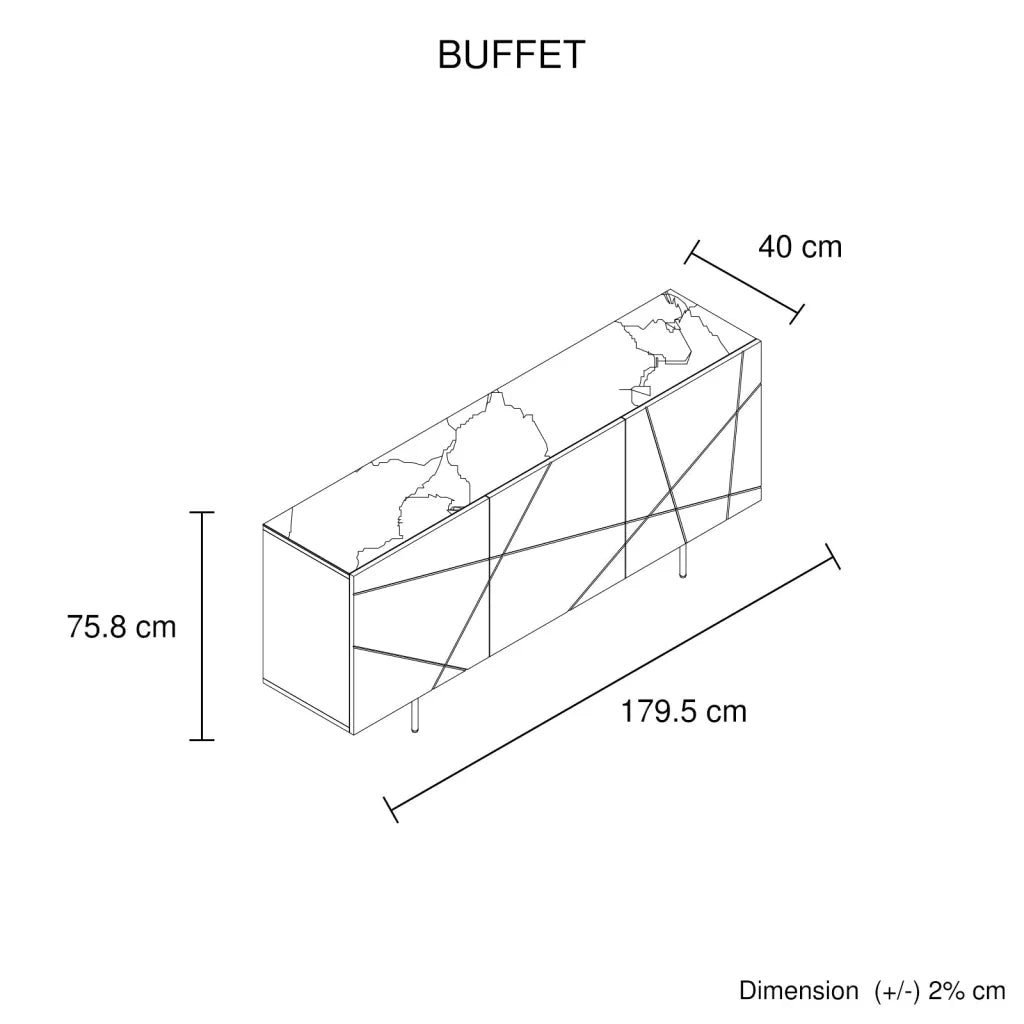 Buffet Sideboard Colour Ceramic Top MDF in Glossy White