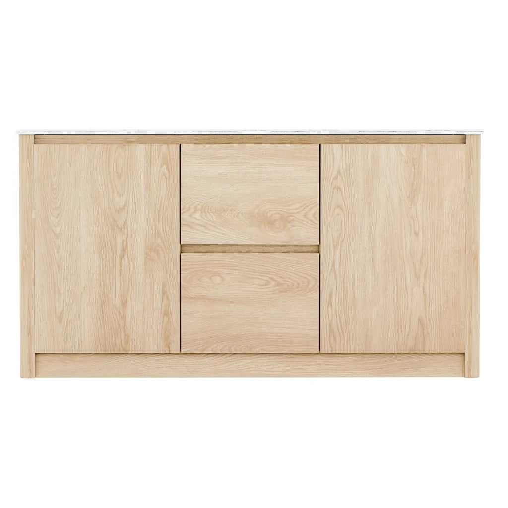 Buffet Sideboard with Marble Style Tabletop - Pine