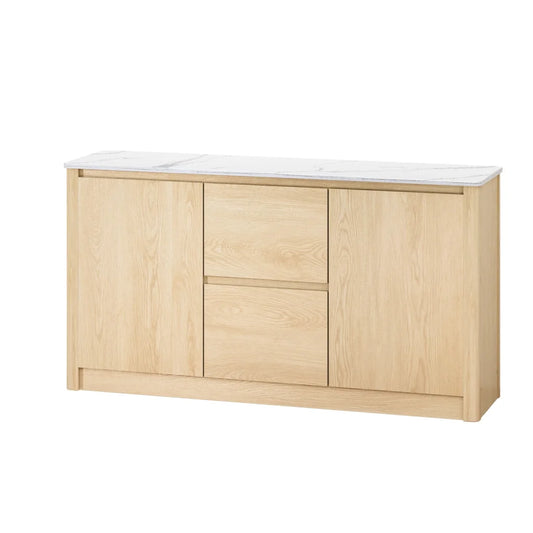 Buffet Sideboard with Marble Style Tabletop - Pine