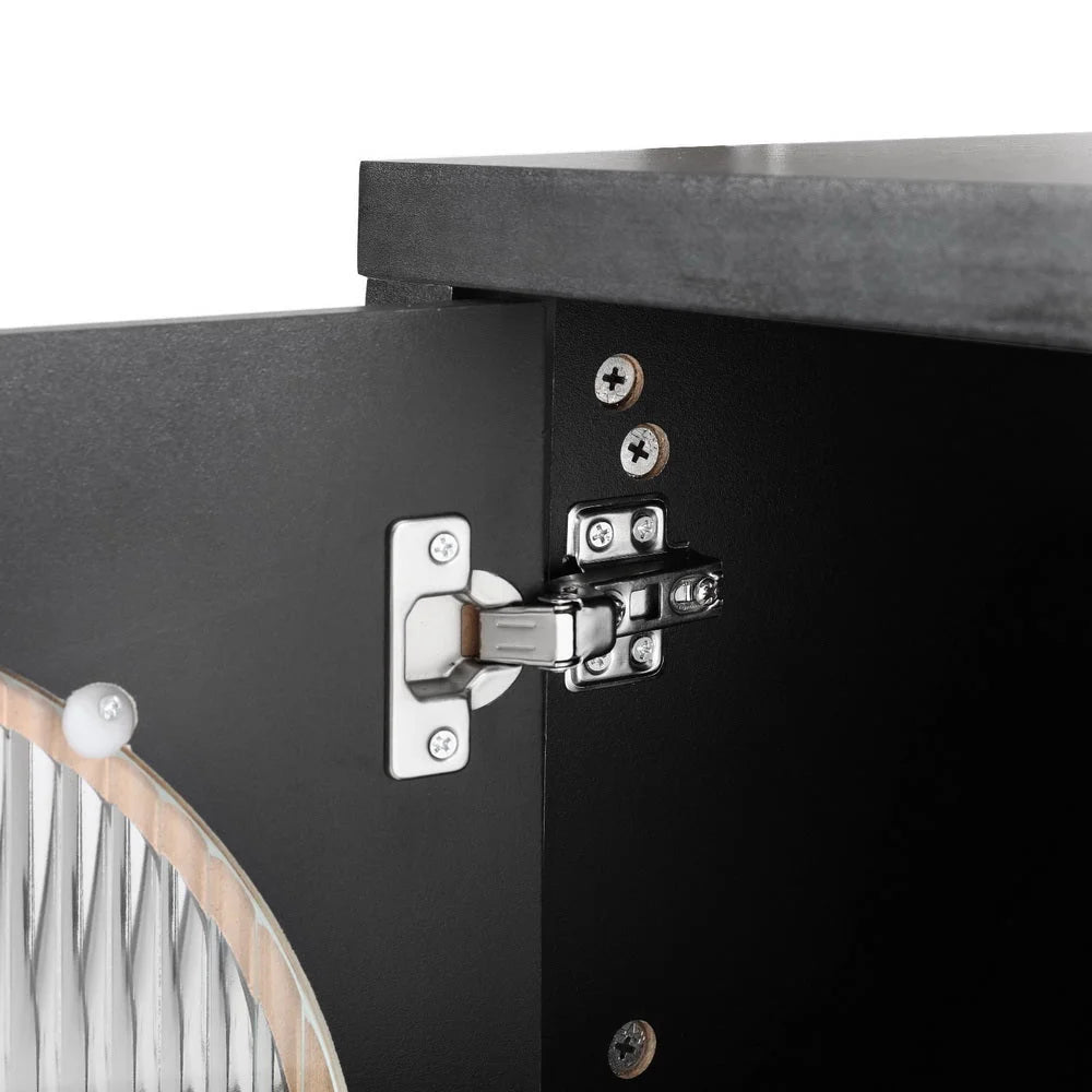 Buffet Sideboard with Shelves & Double Doors - Black