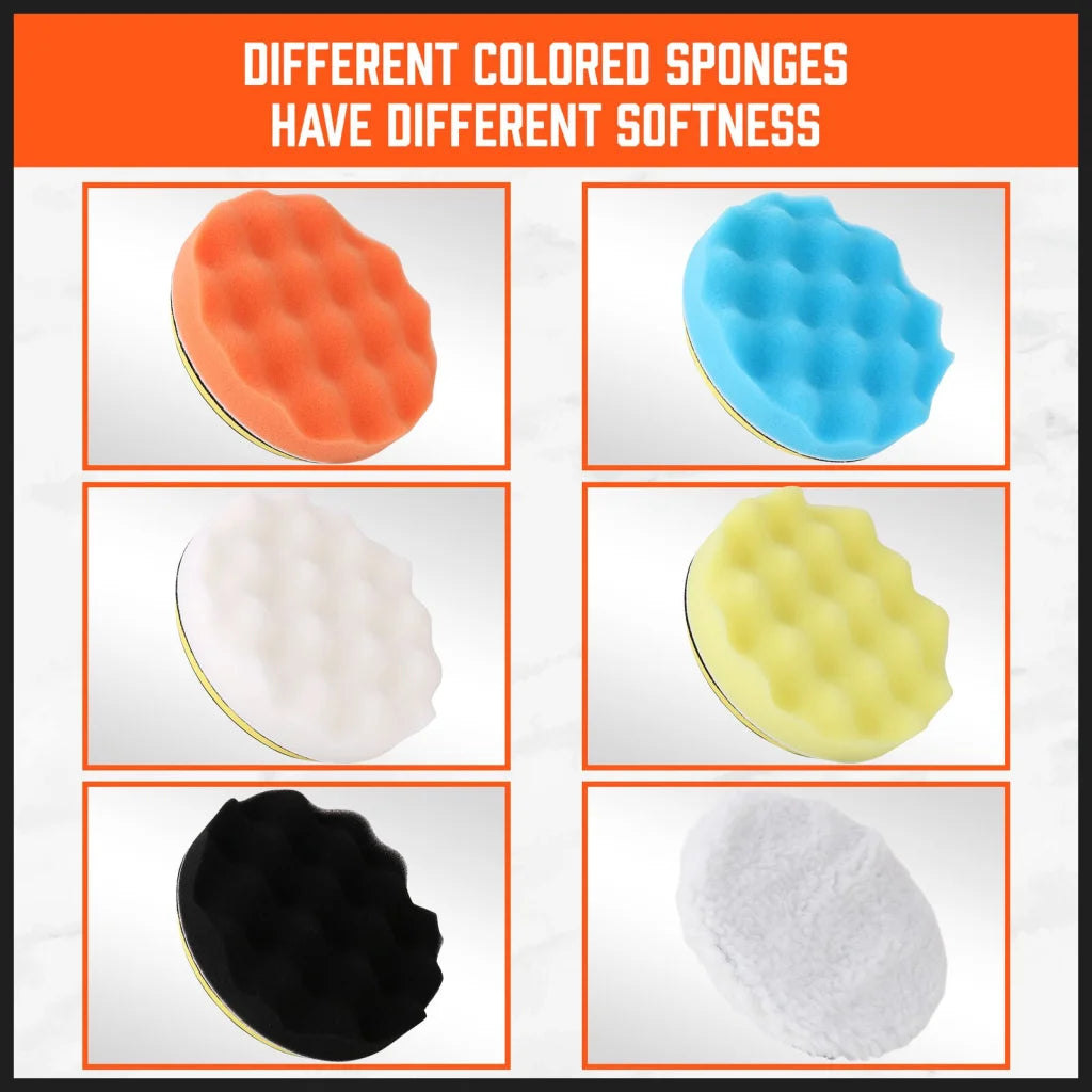 Buffing Waxing Pads Kit 11Pc Sponge Set 6’’ Car Polisher