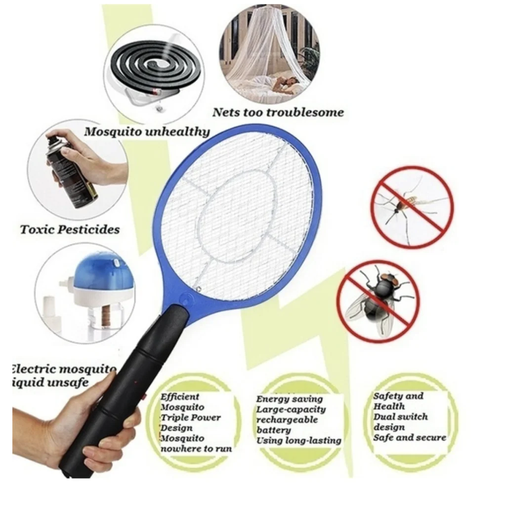 BUG ZAPPER RACKET Fly Mosquito Pest Swatter Net Racquet