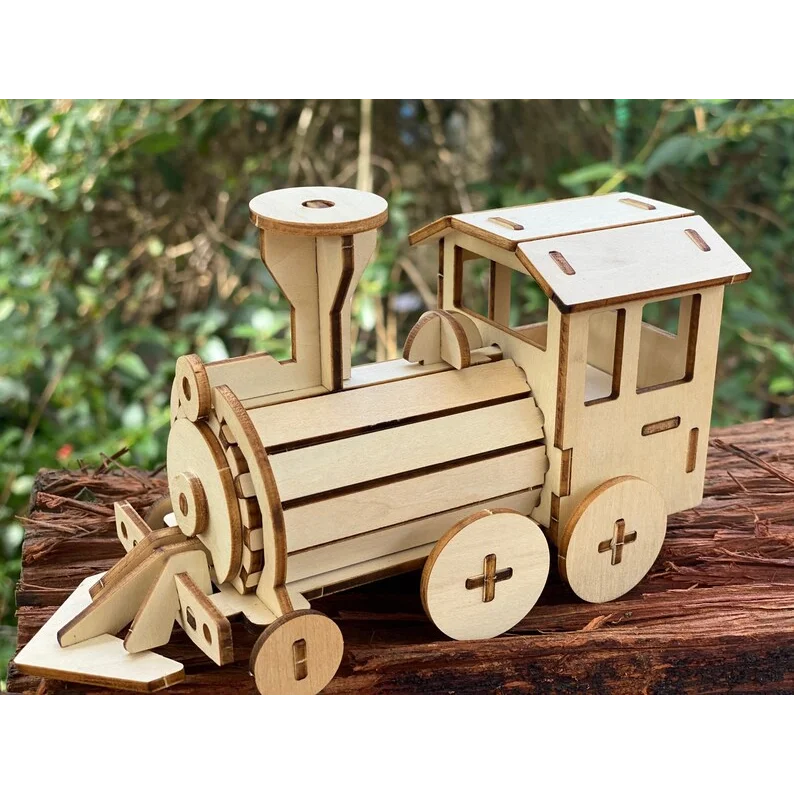 Build and Paint your own locomotive train Kids wood model