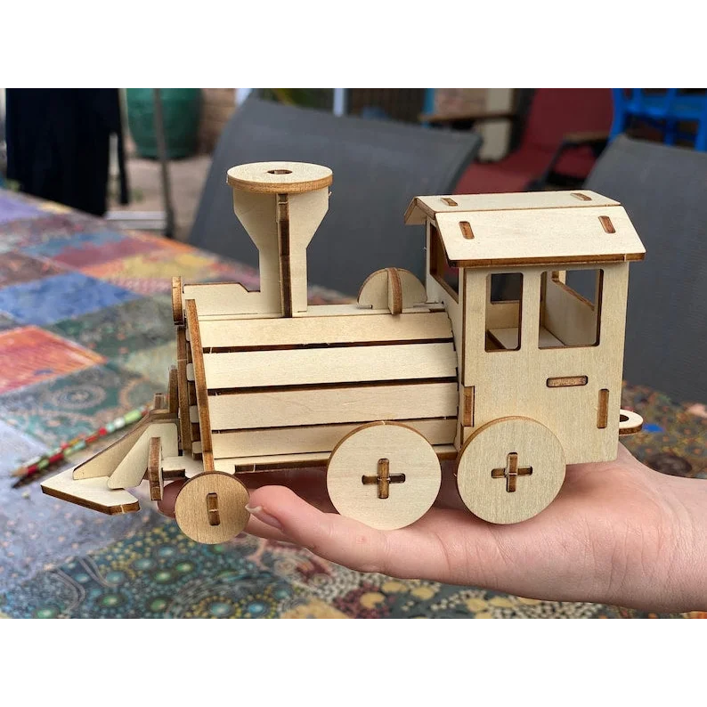 Build and Paint your own locomotive train Kids wood model