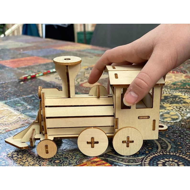 Build and Paint your own locomotive train Kids wood model