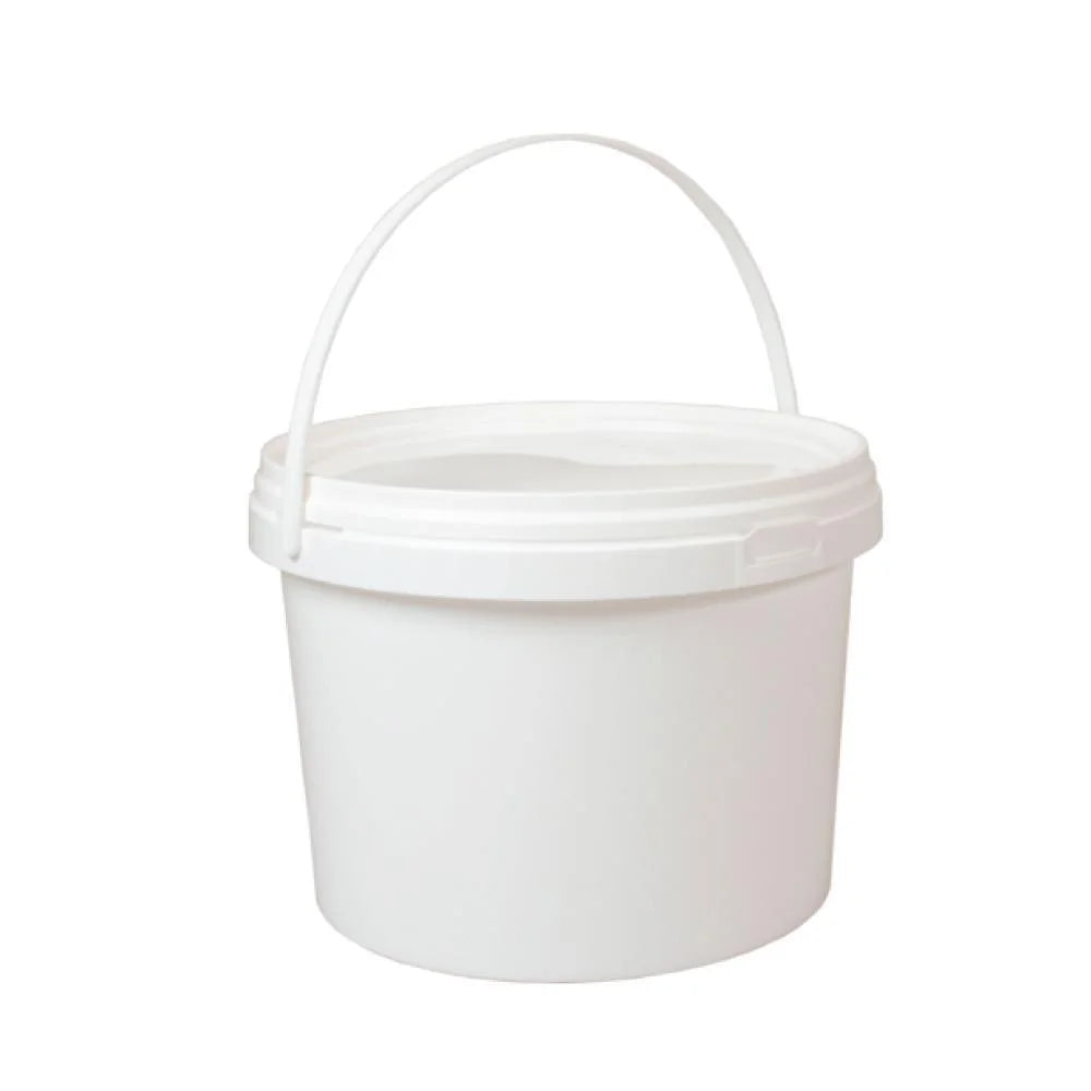 Bulk 10x 2L Plastic Buckets with Lids - Empty White