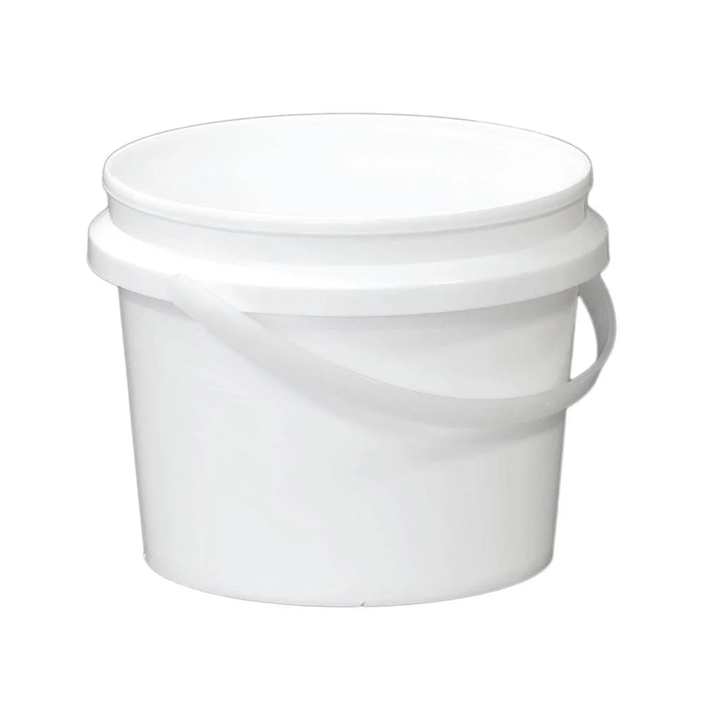 Bulk 10x 2L Plastic Buckets with Lids - Empty White