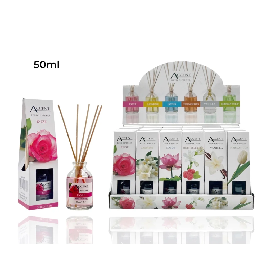Bulk 48 50ml Mini Reed Diffuser 6 Assort Fragrances