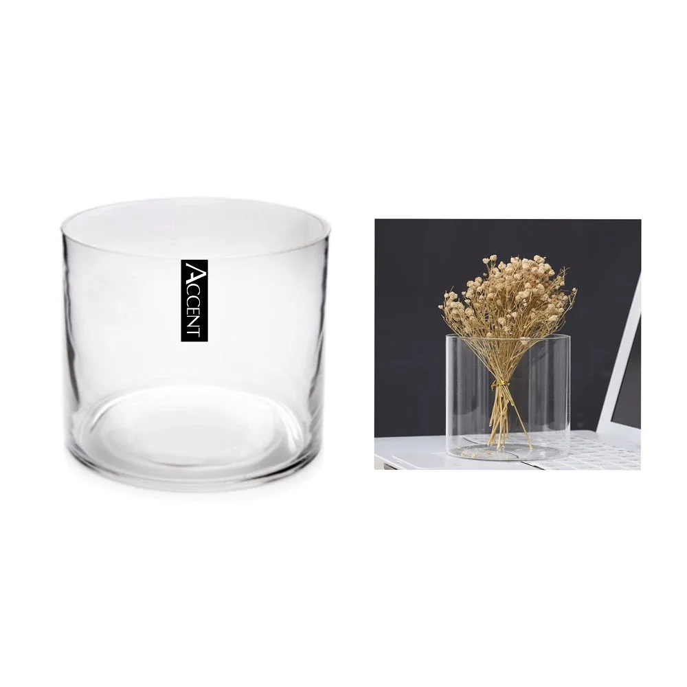 bulk 6 Glass Cylinder Decorative Vase 15cm - Home & Garden
