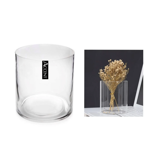 bulk 6 Glass Cylinder Decorative Vase 25cm - Home & Garden