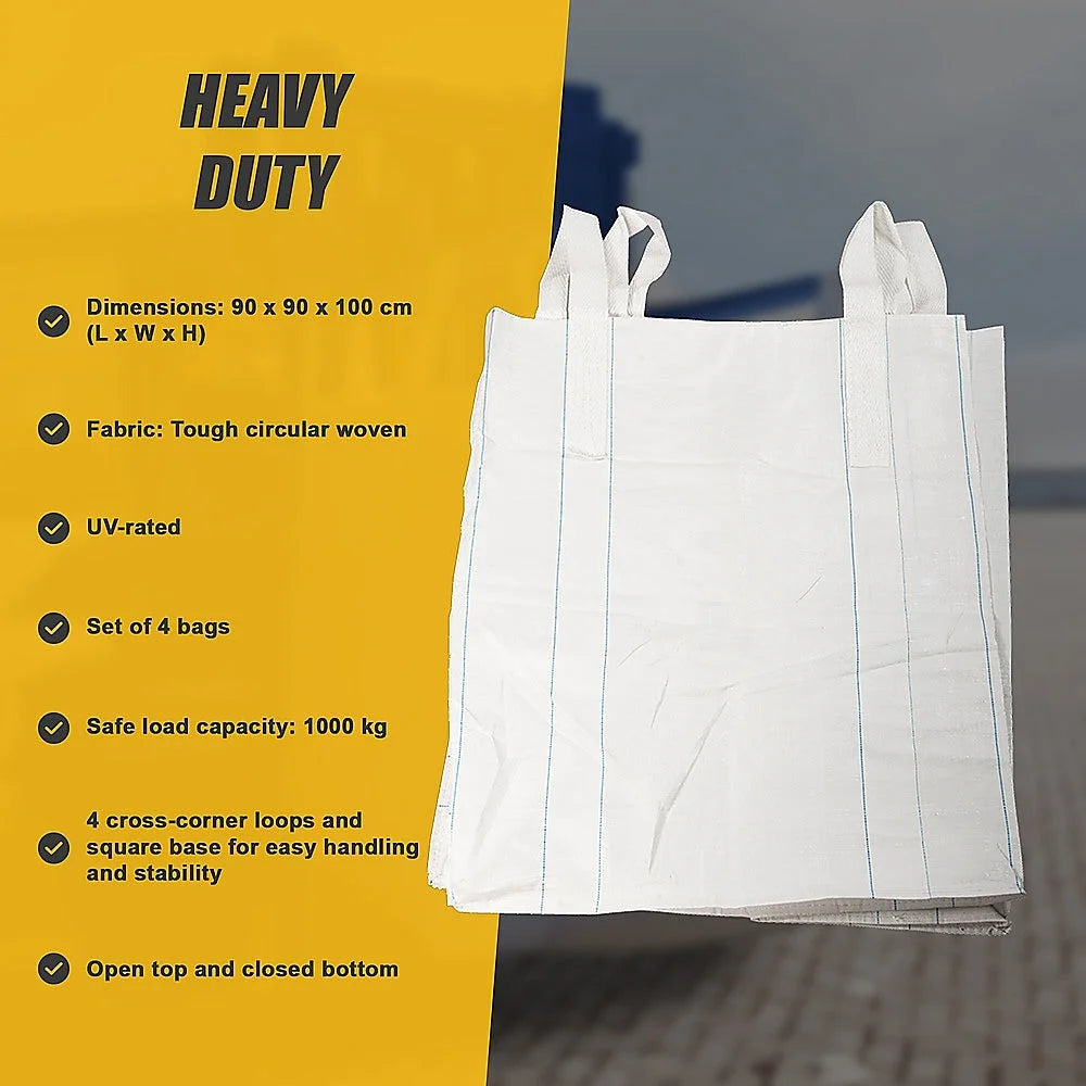Bulk Builder Bags 4 x 1 Tonne FIBC Polypropylene UV Rated