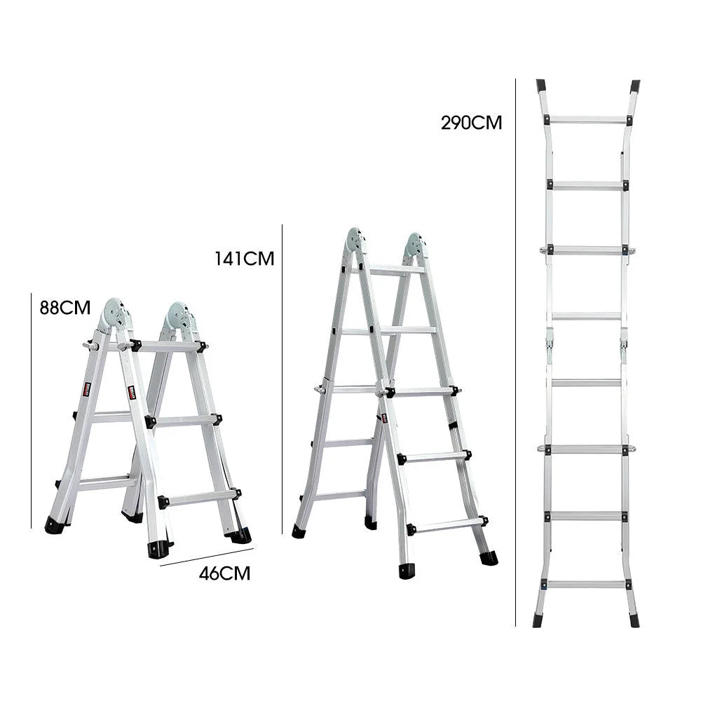 Bullet 2.9m Folding Aluminium Multipurpose Ladder w/