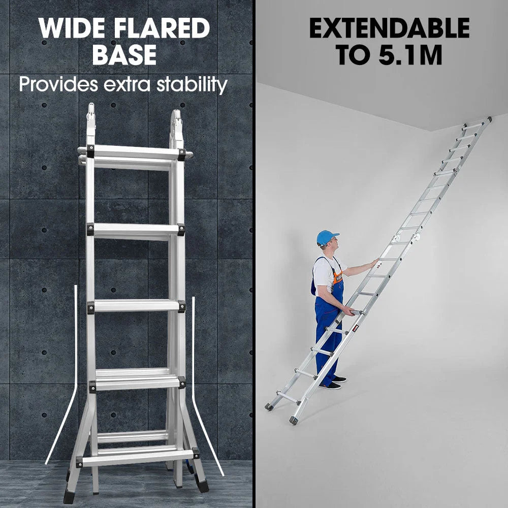 Bullet 5.1m Folding Aluminium Multipurpose Ladder w/