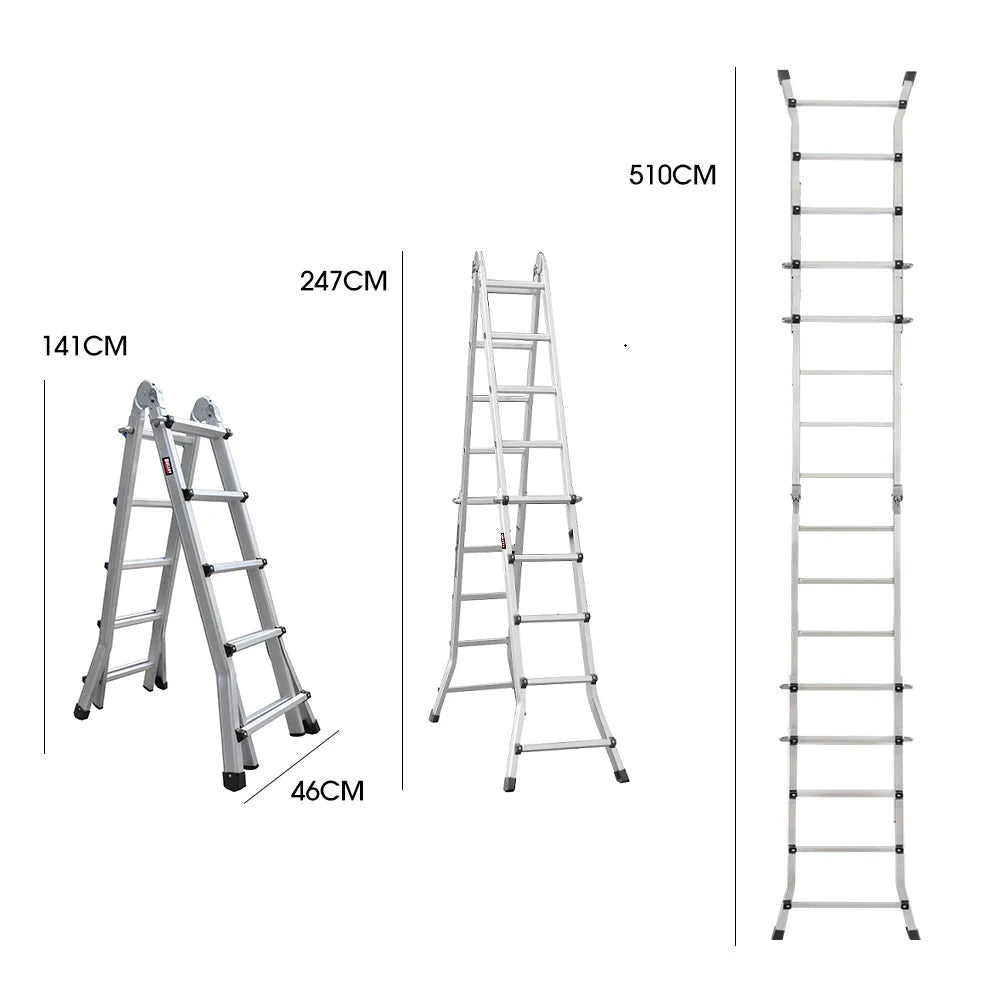 Bullet 5.1m Folding Aluminium Multipurpose Ladder w/