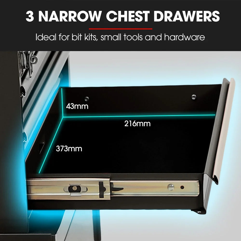 Bullet Pro 3 Drawer Tool Box Cabinet Trolley Storage