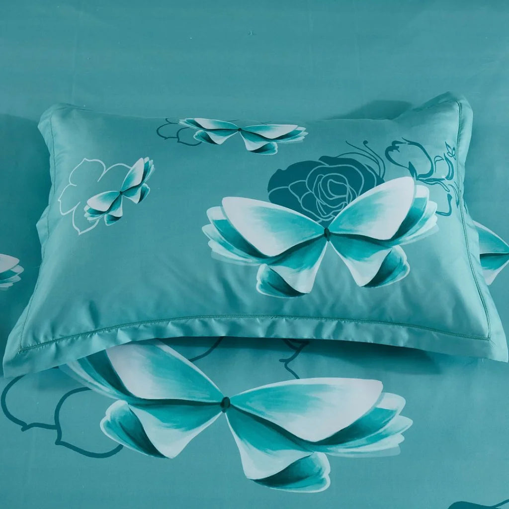 Butterfly Green Quilt Cover Set - Queen Size - Home & Garden