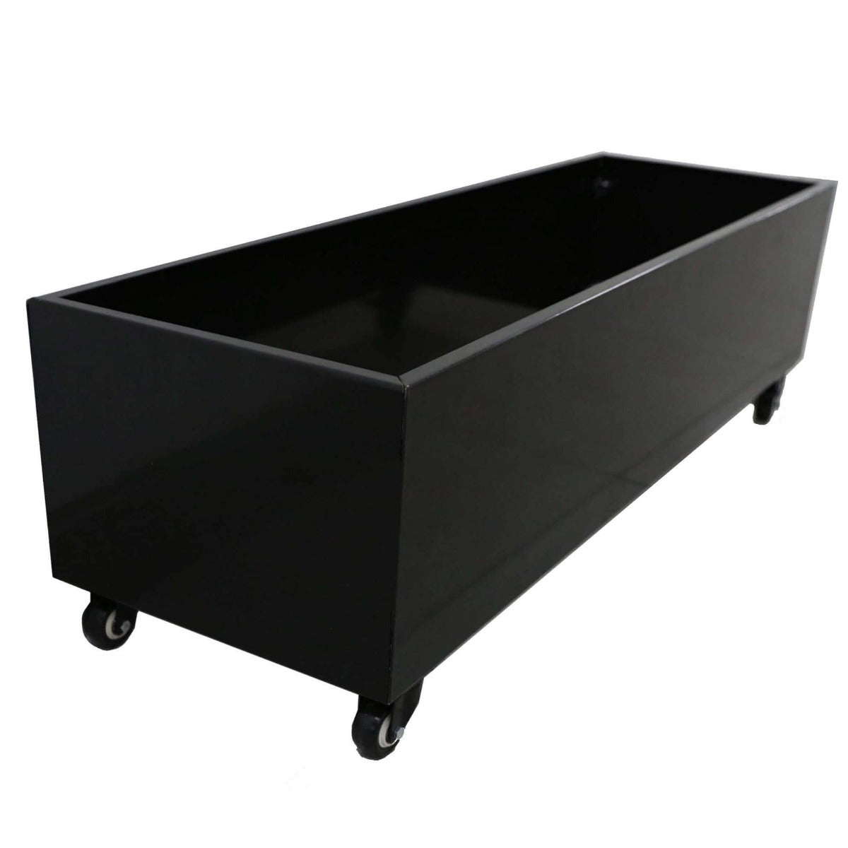 Metal Planter Black Medium with Wheels