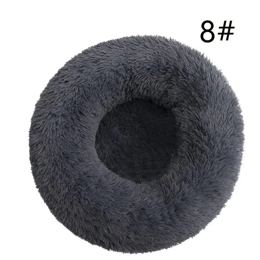 Calming Donut Pet Bed -Soft Faux Fur Anti-Anxiety Fluffy