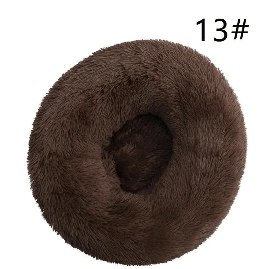 Calming Donut Pet Bed -Soft Faux Fur Anti-Anxiety Fluffy