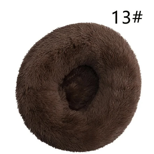 Calming Donut Pet Bed -Soft Faux Fur Anti-Anxiety Fluffy