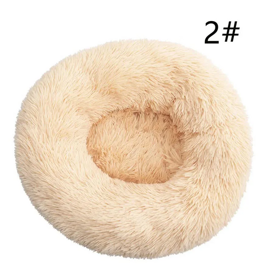 Calming Donut Pet Bed -Soft Faux Fur Anti-Anxiety Fluffy